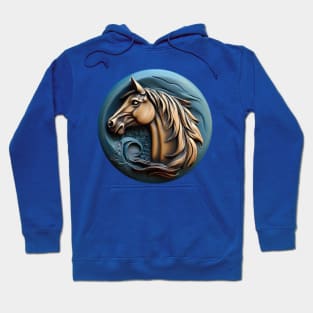 Horse clay logo blue Hoodie